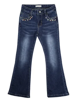 Sweet Junior Jeans da bambina a zampa con pietre colorate - jeans