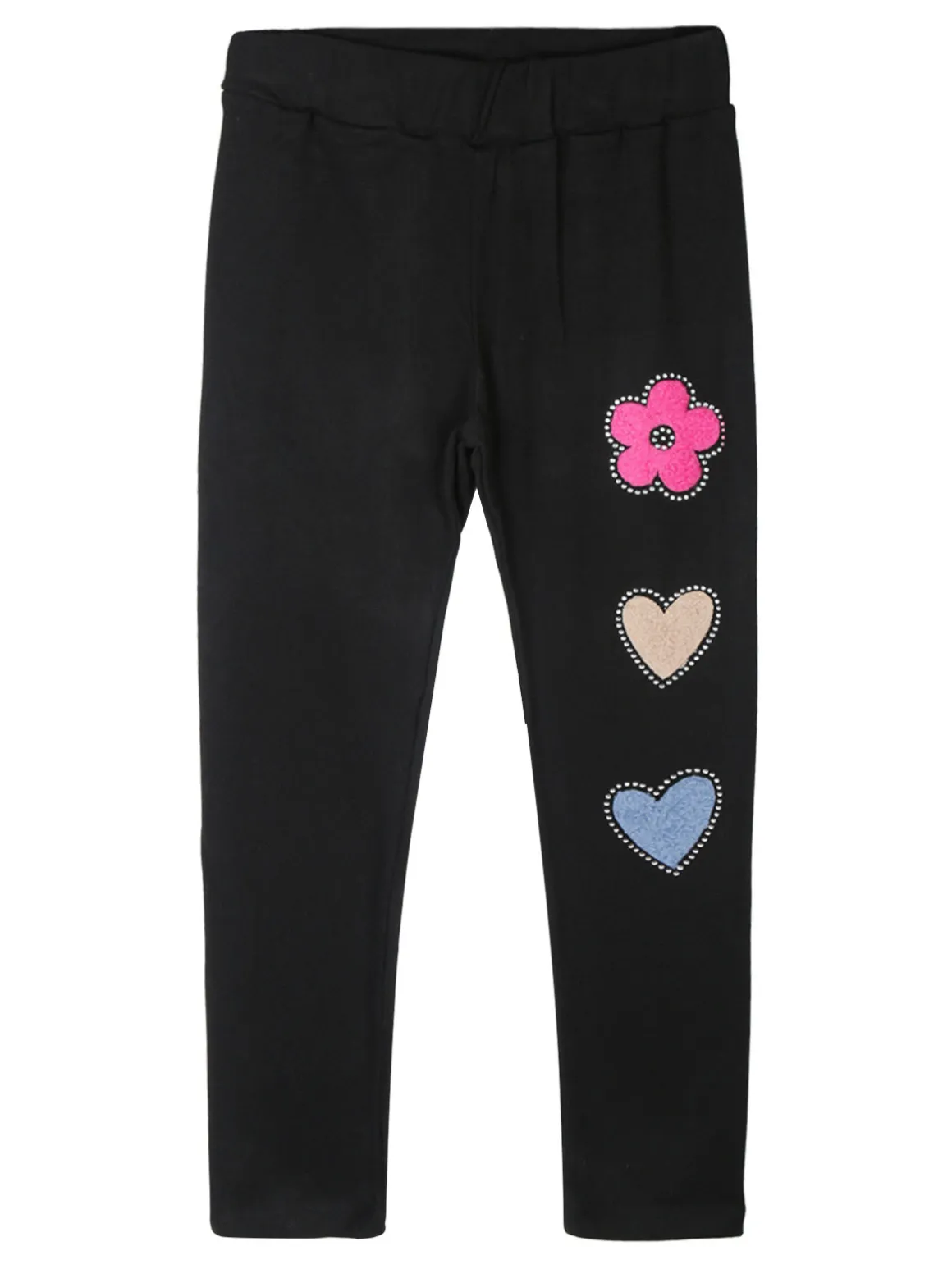 Sweet Junior Leggings da bambina in tessuto caldo con applicazioni