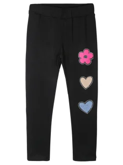 Sweet Junior Leggings da bambina in tessuto caldo con applicazioni