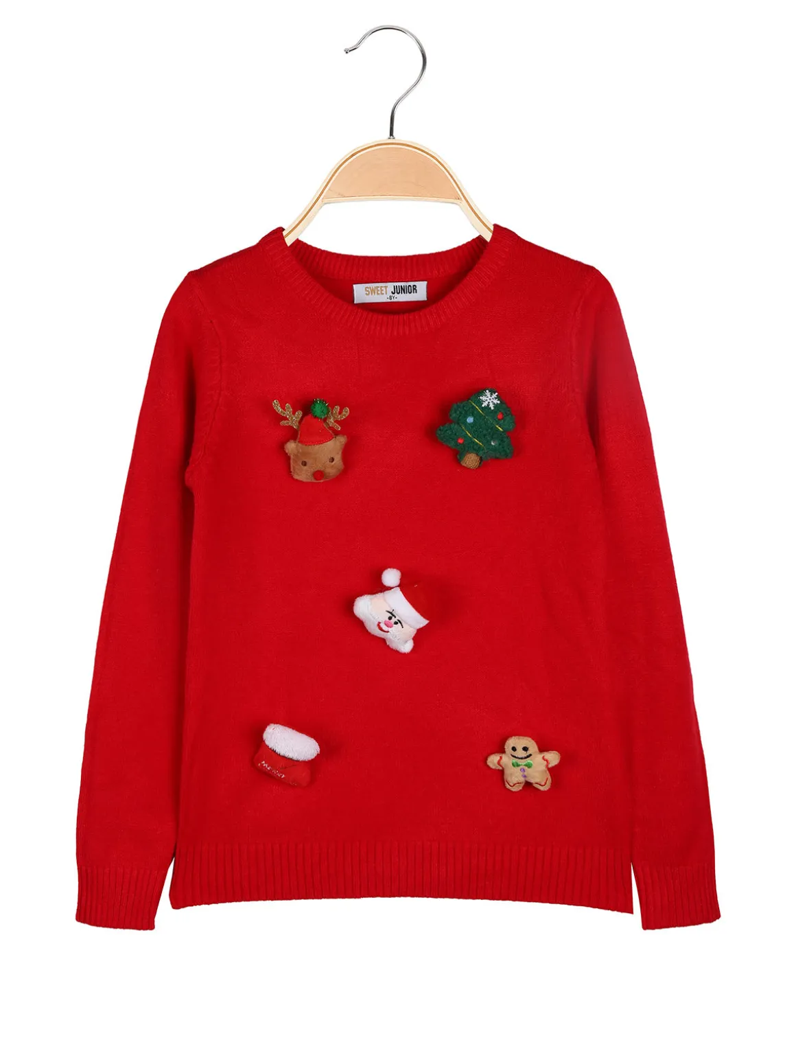 Sweet Junior Maglione natalizio da bambini con patch - rosso
