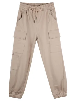 Sweet Junior Pantaloni cargo da ragazza con polsini e coulisse - beige
