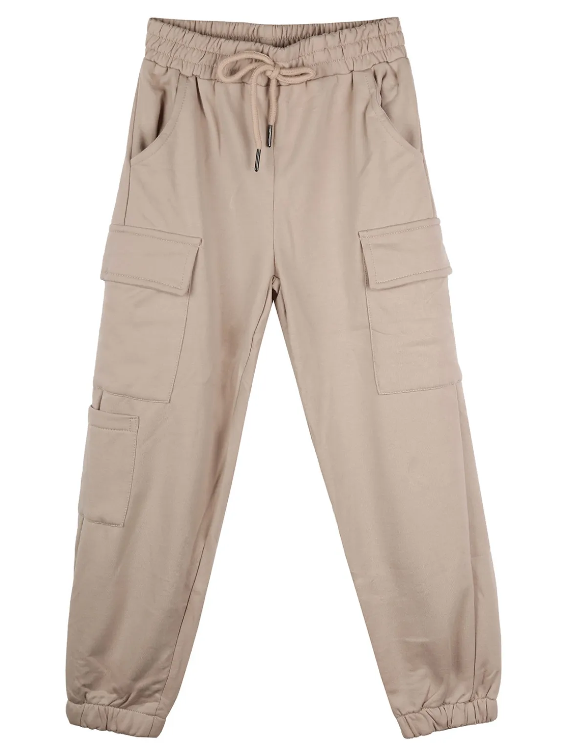 Sweet Junior Pantaloni cargo da ragazza con polsini e coulisse - beige