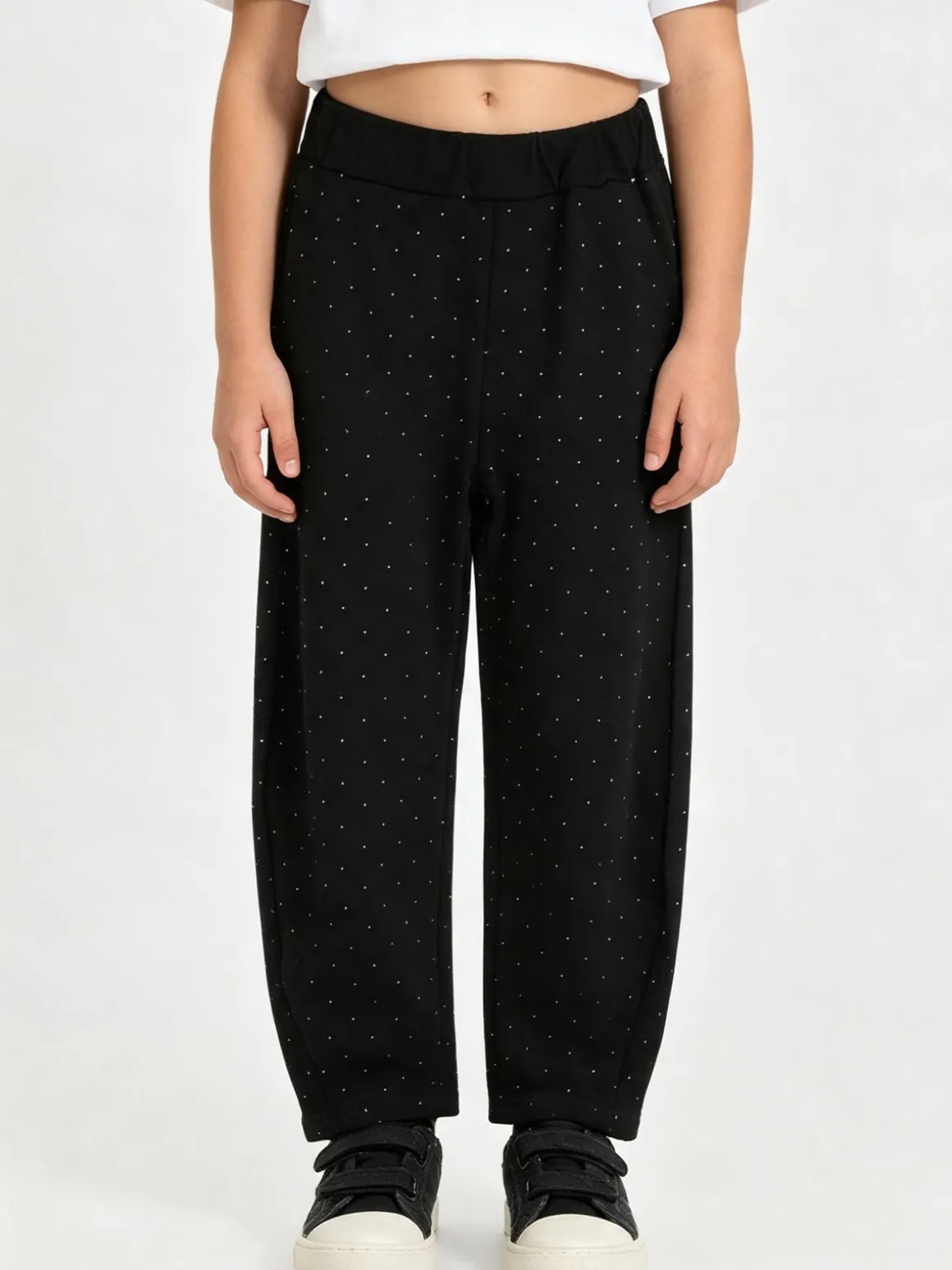 Sweet Junior Pantaloni da bambina a palloncino con micro borchie - nero