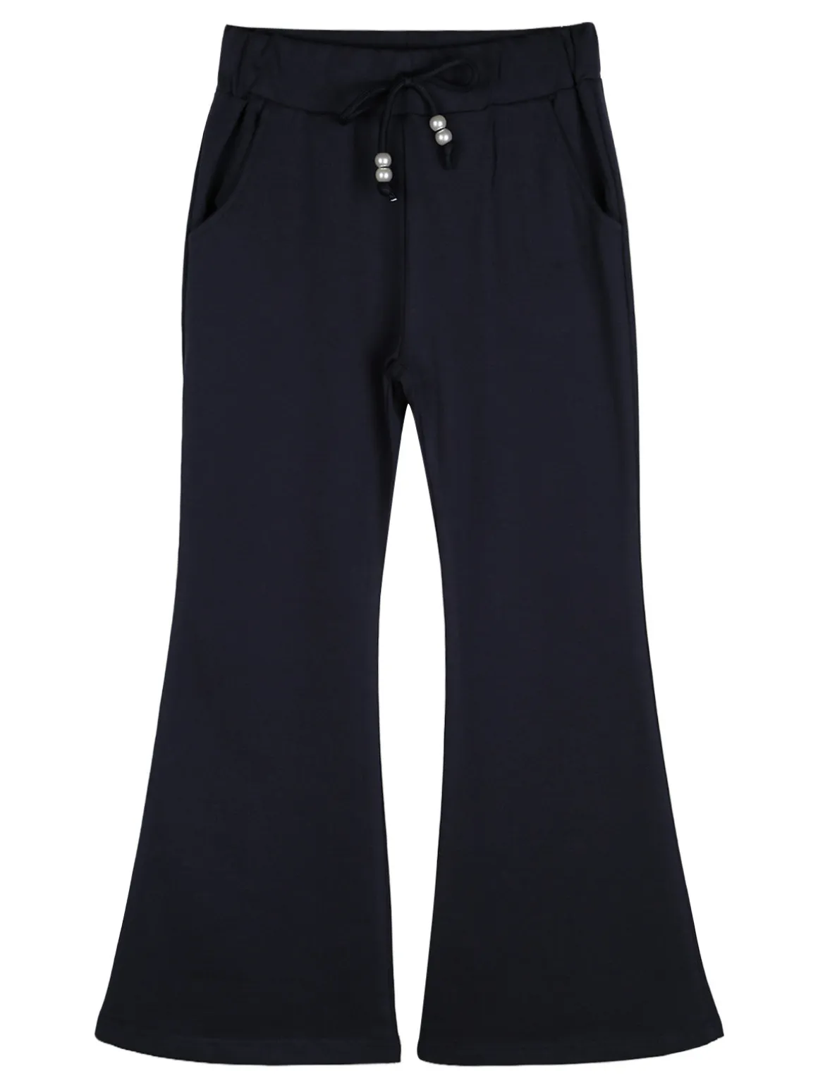Sweet Junior Pantaloni da bambina a zampa con elastico in vita - blu scuro