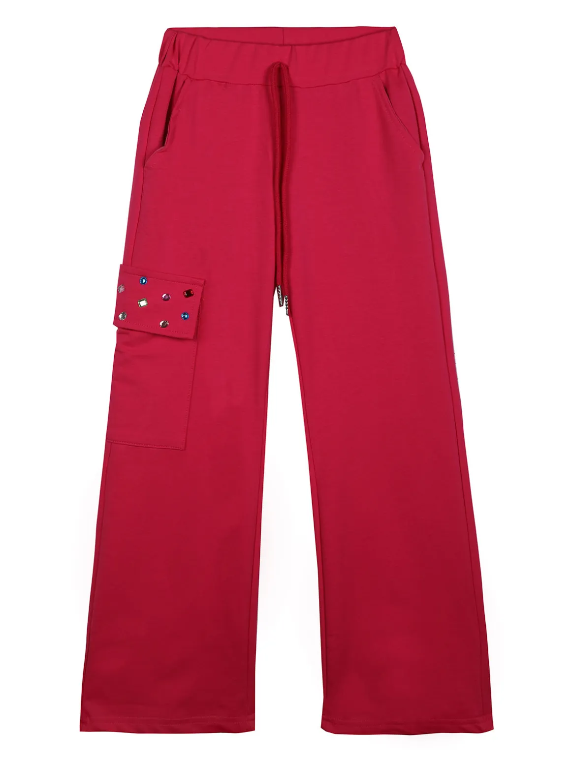 Sweet Junior Pantaloni da bambina a zampa con tasca laterale e pietre