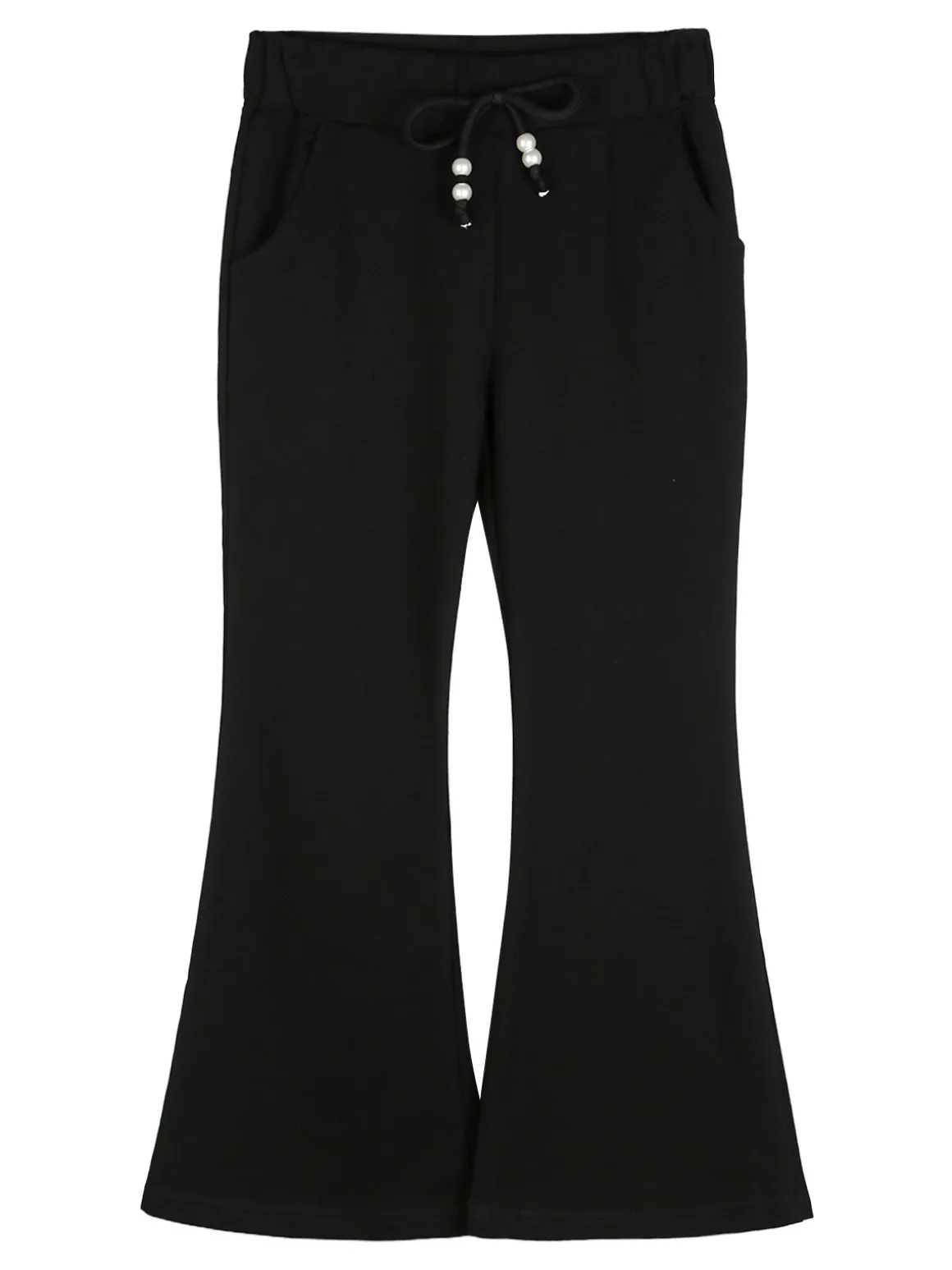 Sweet Junior Pantaloni da bambina a zampa con elastico in vita - nero
