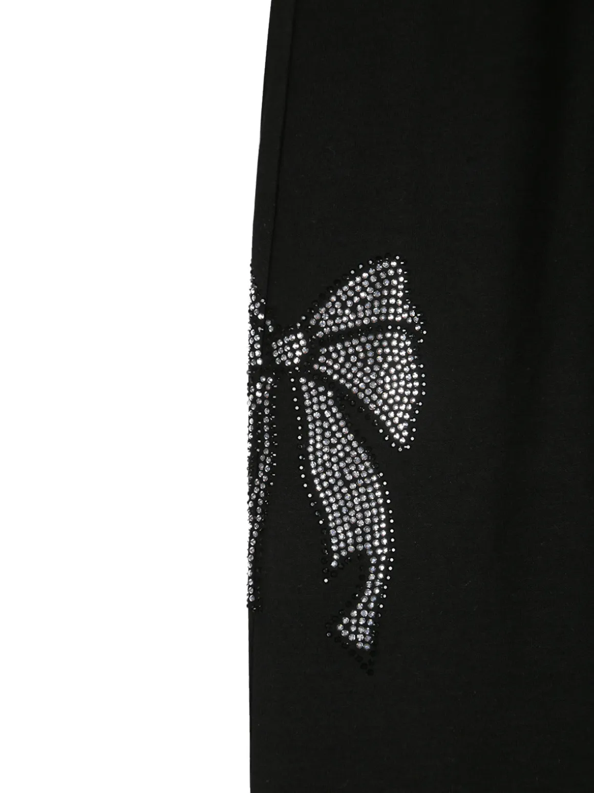Sweet Junior Pantaloni da bambina a zampa con fiocchi di strass ed elastico in vita - nero
