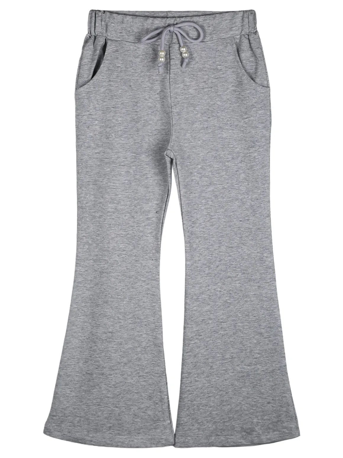 Sweet Junior Pantaloni da bambina a zampa con elastico in vita - grigio