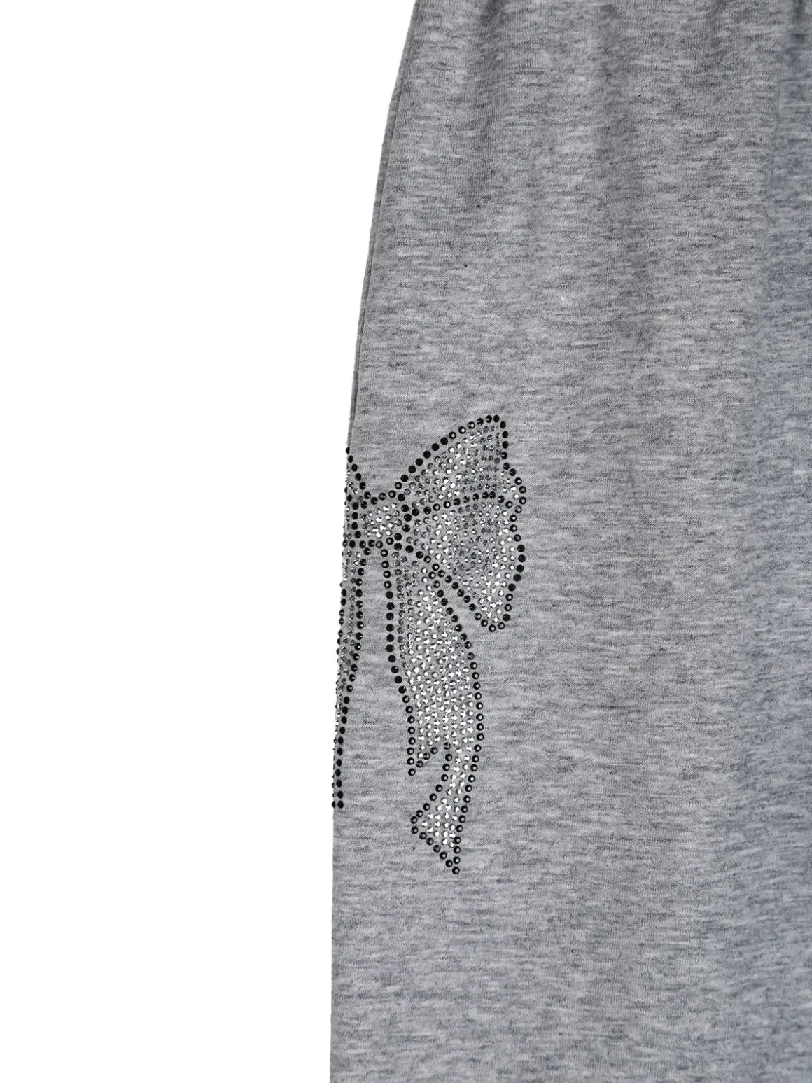 Sweet Junior Pantaloni da bambina a zampa con fiocchi di strass ed elastico in vita - grigio
