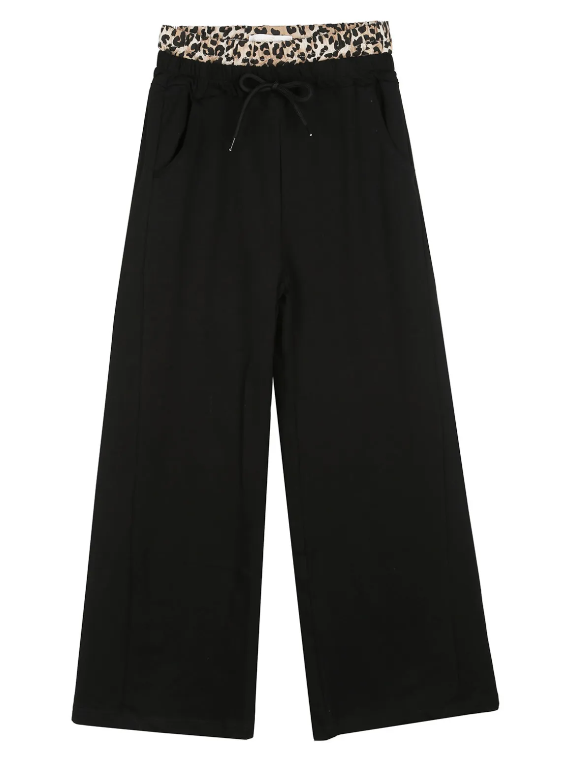 Sweet Junior Pantaloni da bambina in cotone a gamba larga - nero