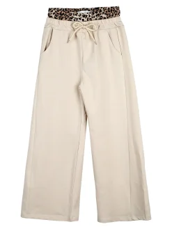 Sweet Junior Pantaloni da bambina in cotone a gamba larga - beige