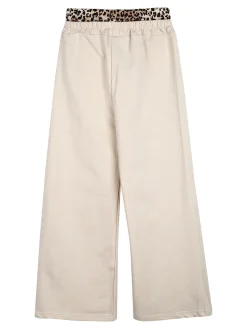 Sweet Junior Pantaloni da bambina in cotone a gamba larga - beige