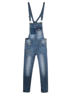 Sweet Junior Salopette di jeans con borchie