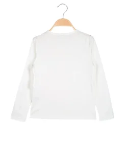 Sweet Junior T-shirt da bambina a maniche lunghe con tulle e strass - bianco