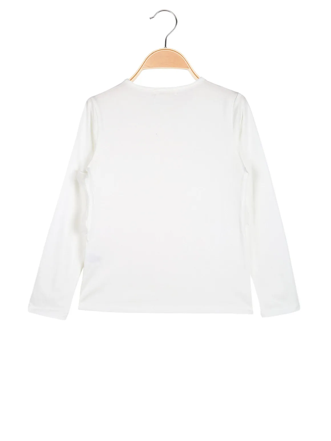 Sweet Junior T-shirt da bambina a maniche lunghe con tulle e strass - bianco