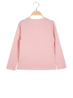 Sweet Junior T-shirt da bambina a maniche lunghe con tulle e strass - rosa