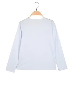 Sweet Junior T-shirt da bambina a maniche lunghe con strass e perle - bianco