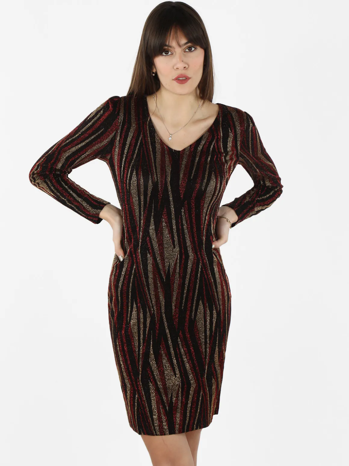 Sweet Miss Abito donna a scollo a V con lurex