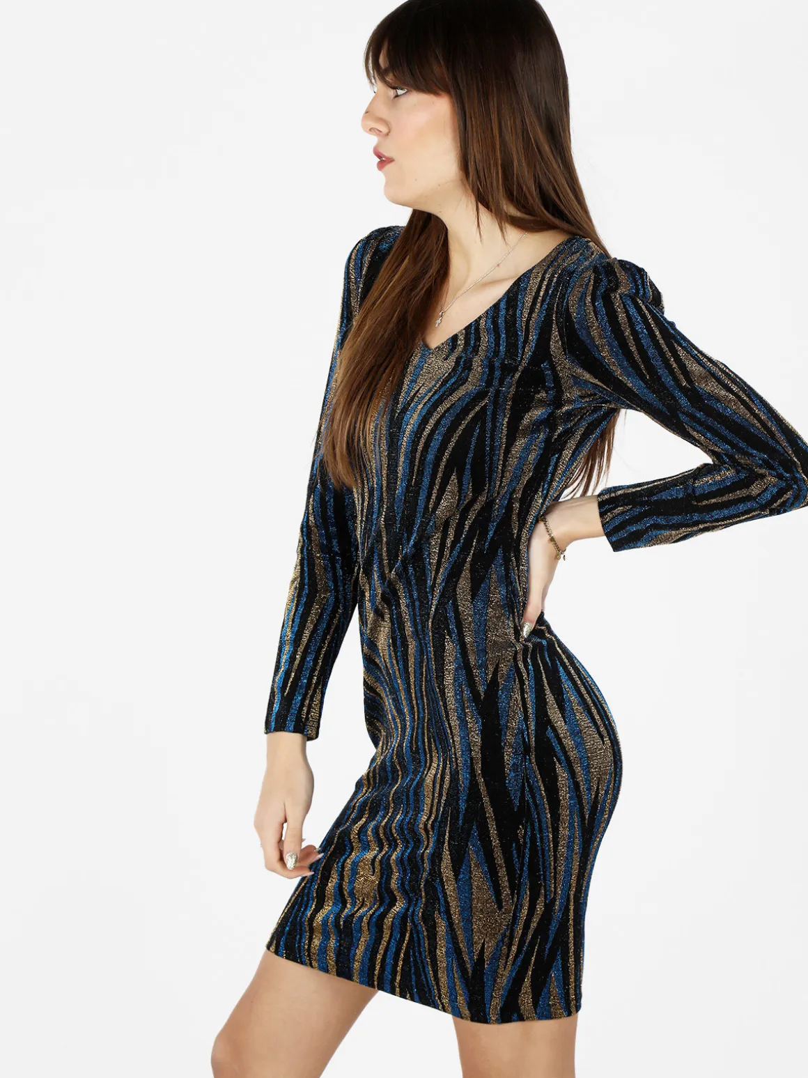 Sweet Miss Abito donna a scollo a V con lurex