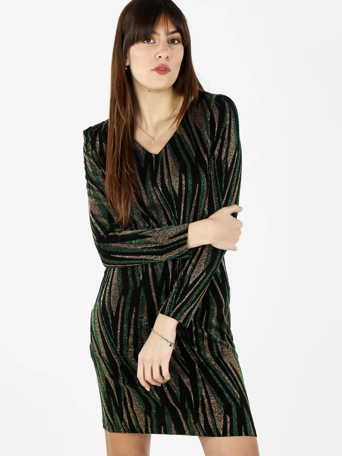 Sweet Miss Abito donna a scollo a V con lurex