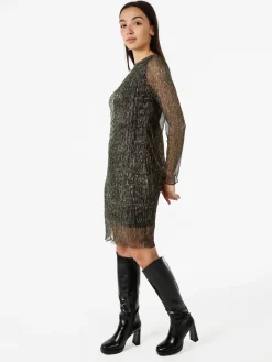 Sweet Miss Abito donna in lurex con maniche lunghe velate - marrone