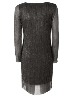 Sweet Miss Abito donna in lurex con maniche lunghe velate - marrone
