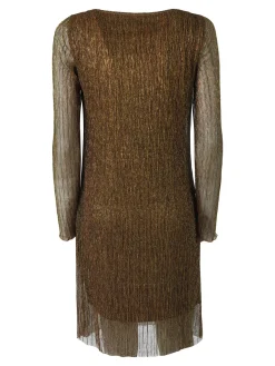 Sweet Miss Abito donna in lurex con maniche lunghe velate - oro