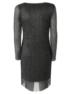 Sweet Miss Abito donna in lurex con maniche lunghe velate - argento