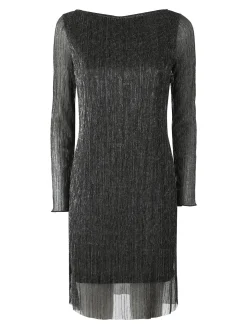 Sweet Miss Abito donna in lurex con maniche lunghe velate - argento