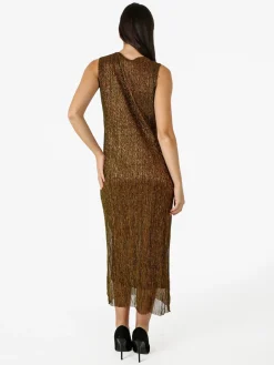 Sweet Miss Abito lungo da donna in lurex senza maniche - oro