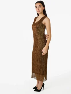 Sweet Miss Abito lungo da donna in lurex senza maniche - oro