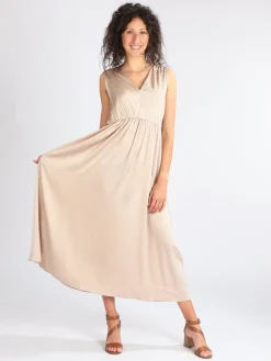 Sweet Miss Abito lungo donna effetto seta senza maniche