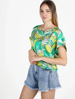 Sweet Miss Blusa donna con stampa a fantasia e maniche corte