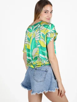 Sweet Miss Blusa donna con stampa a fantasia e maniche corte