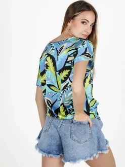Sweet Miss Blusa donna con stampa a fantasia e maniche corte