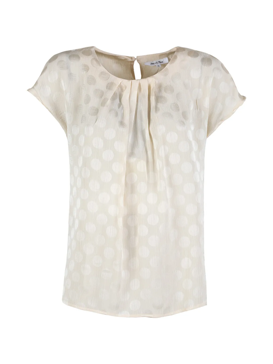Sweet Miss Blusa donna girocollo a maniche corte - beige