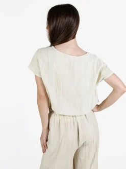Sweet Miss Blusa donna misto lino a maniche corte