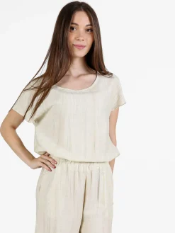 Sweet Miss Blusa donna misto lino a maniche corte