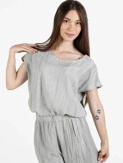 Sweet Miss Blusa donna misto lino a maniche corte