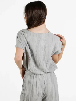 Sweet Miss Blusa donna misto lino a maniche corte
