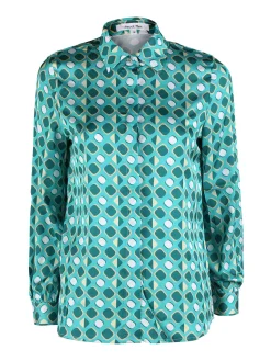 Sweet Miss Camicia da donna effetto seta a maniche lunghe