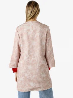 Sweet Miss Cappotto donna con stampe floreali e maniche 3/4 a campana - beige