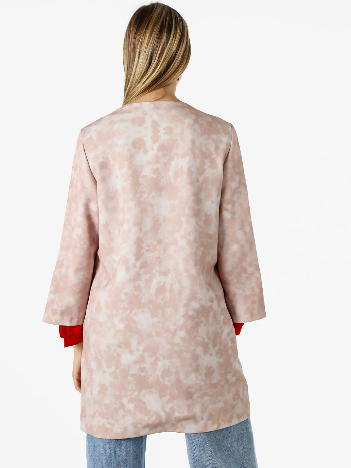 Sweet Miss Cappotto donna con stampe floreali e maniche 3/4 a campana - beige