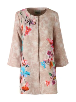 Sweet Miss Cappotto donna con stampe floreali e maniche 3/4 a campana - beige