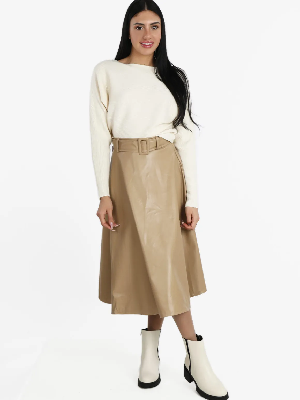 Sweet Miss Gonna midi in ecopelle con cintura