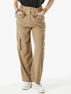 Sweet Miss Pantaloni cargo da donna a gamba larga - cammello