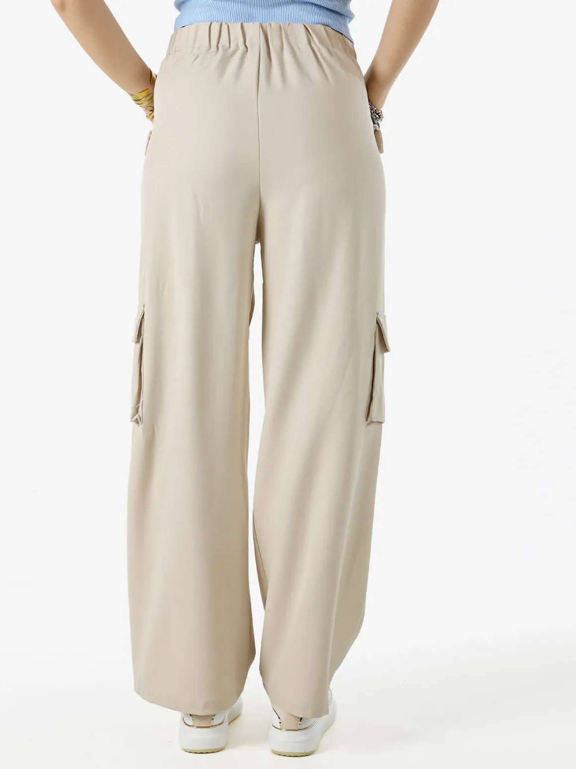 Sweet Miss Pantaloni cargo da donna a gamba larga - beige