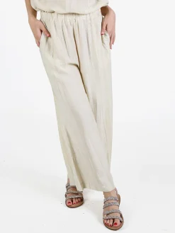 Sweet Miss Pantaloni donna a gamba larga in misto lino
