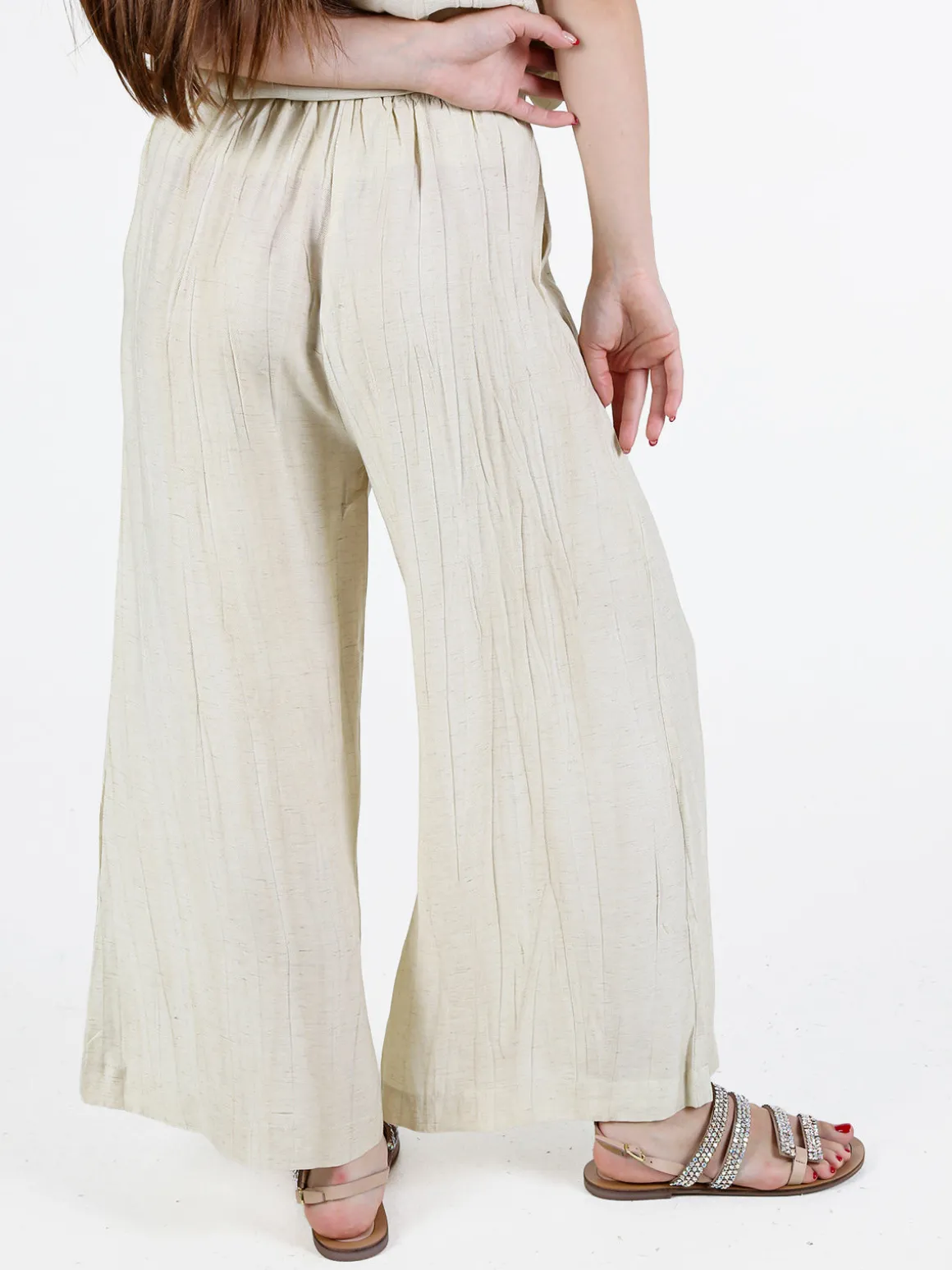 Sweet Miss Pantaloni donna a gamba larga in misto lino