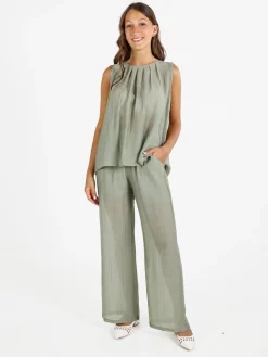 Sweet Miss Pantaloni donna a gamba larga - pistacchio